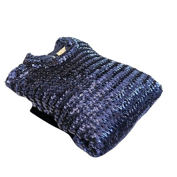 Vintage 60s Country Miss THE SUBURBAN Blue Sequin Velvet Blocked Evening Dress S - Picture 11 of 11